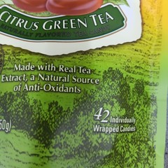 Balis Best Citrus Green Tea Candy 42 Pieces 5.3 Oz Real Tea Extract from Java