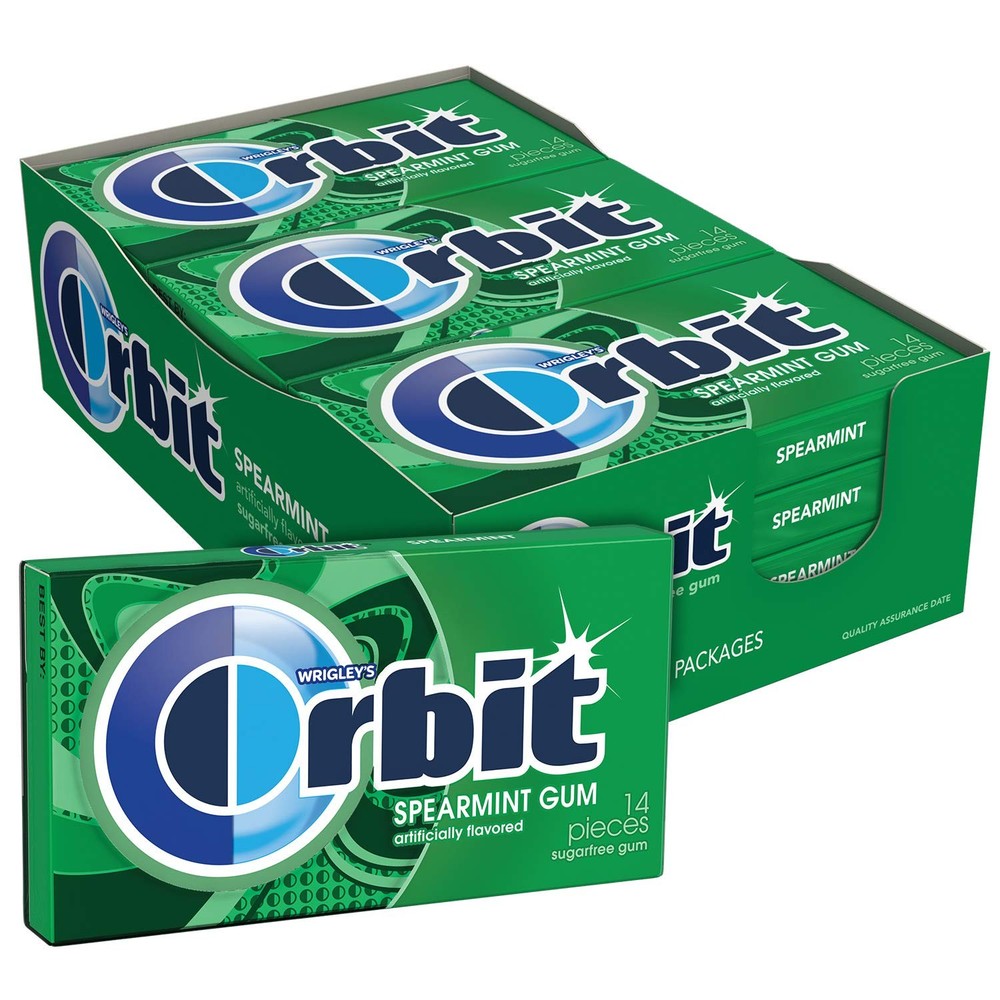 WRIGLEY’S ORBIT Gum Sugar-Free Spearmint 12 Packs in Bulk 14 Pieces Each