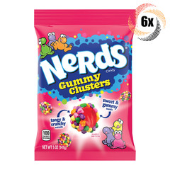6x Bags Nerds Rainbow Gummy Clusters Tangy & Crunchy Gummy Candy | 5oz