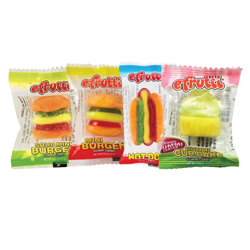 Efrutti Variety Gummy Candy | Mini Gummi Cupcake Hot Dog Burger | Mix & Match