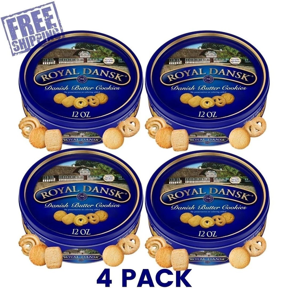 Royal Dansk Danish Cookie Selection, No Preservatives or Coloring, 12oz(4 Pack)