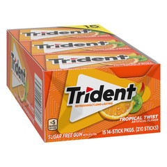 Trident Sugar Free Gum, Tropical Twist, 14-Count, 15-Pack