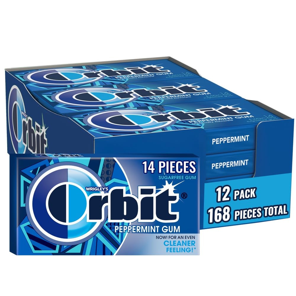 ORBIT Peppermint Sugar Free Gum Individually 14 Count (Pack of 12), No Color
