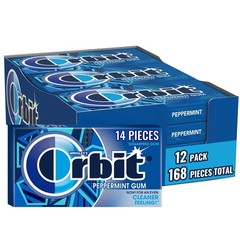 ORBIT Peppermint Sugar Free Gum Individually 14 Count (Pack of 12), No Color