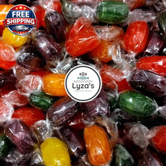 Assorted Fruit Barrels 2 LB – Individually Wrapped Orange, Cherry, Apple, Lemon,