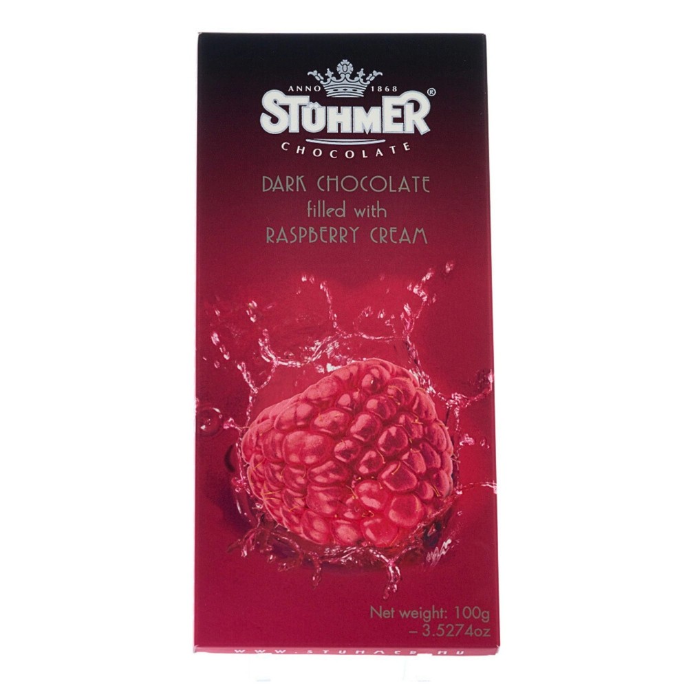 10x STÜHMER Dark Chocolate Filled with Raspberry Cream 100g / 3.53 oz