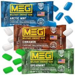 MEG Gum – Military Energy Gum | 100mg of Caffeine Per Piece – 15 piece Sample Pa