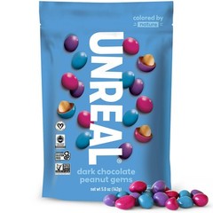 UNREAL Dark Chocolate Covered Peanut Gems Candy, 5oz