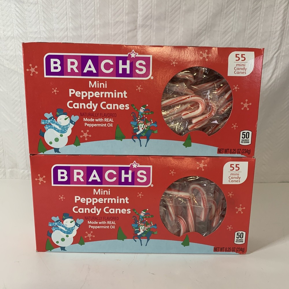 Brachs Mini Peppermint Candy Canes 2 Boxes Of 55 made with real peppermint oil