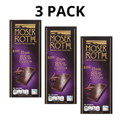 Moser Roth Dark Chocolate 85% Cocoa Chocolate Bar, 4.4 oz – 3 PACK