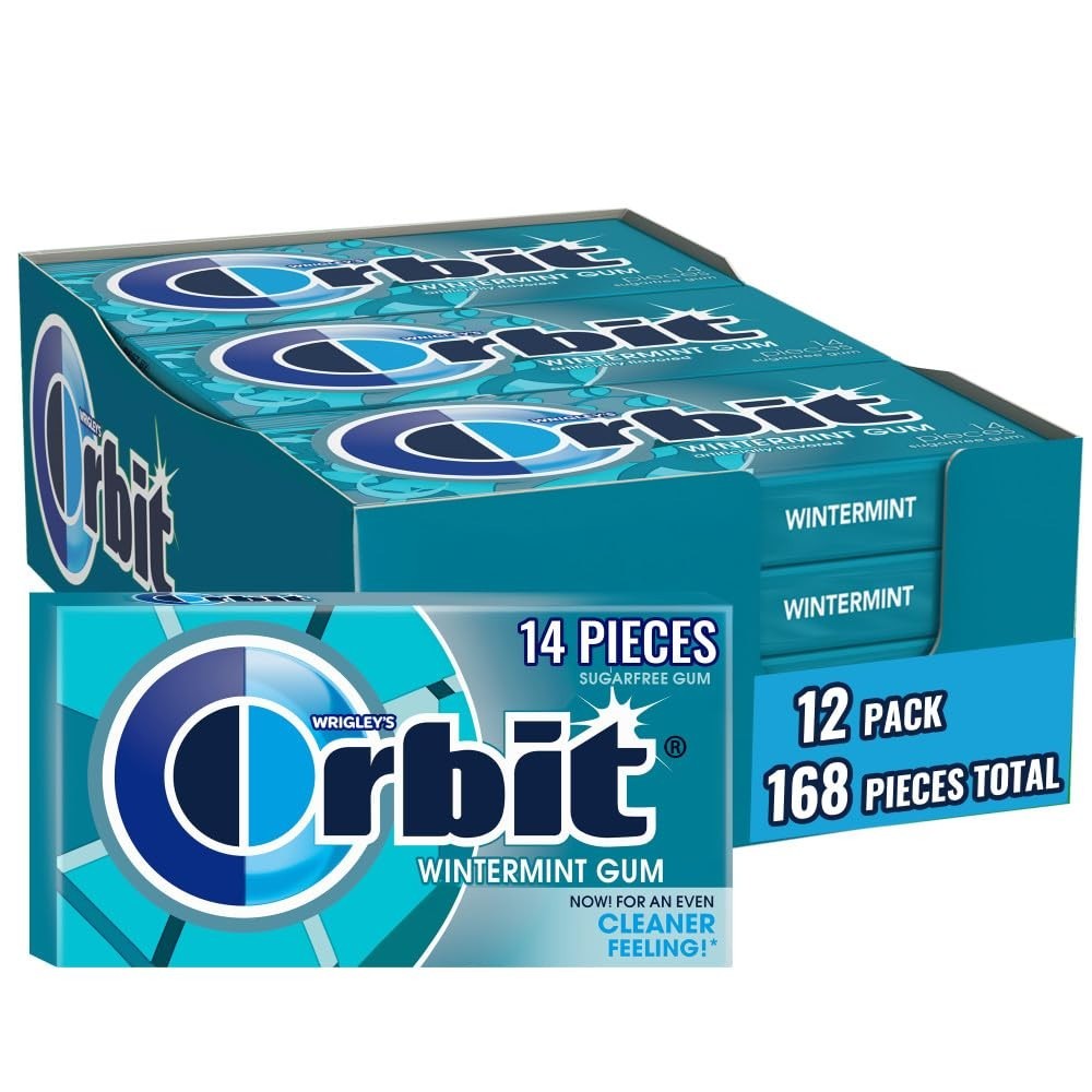 Sugar Free Wintermint Chewing Gum Bulk Box – 168 Individually Wrapped Pieces, 12
