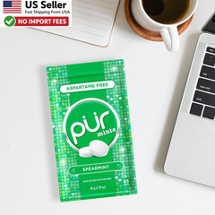 PUR Mints Aspartame Free Spearmint Xylitol Sugar Free Vegan 65 Count Pouch USA
