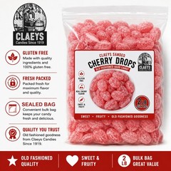 Claeys Sanded Cherry Drops Old Fashioned Nostalgic Candy , 2 lbs