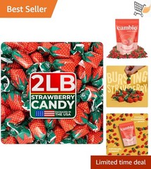 Strawberry Hard Candy Bulk Individually Wrapped 2 lbs Party Favors Filler