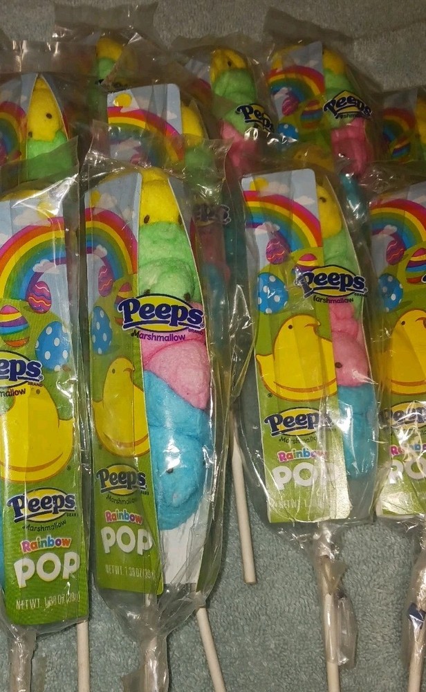 Peeps Marshmallow Rainbow Pop Lollipops. Lot Of 10pks. New 40pcs