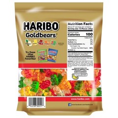 HARIBO Goldbears Gummy Bears 28.8 oz (Pack of 2) Bulk Party Size Fruit Candy Gum