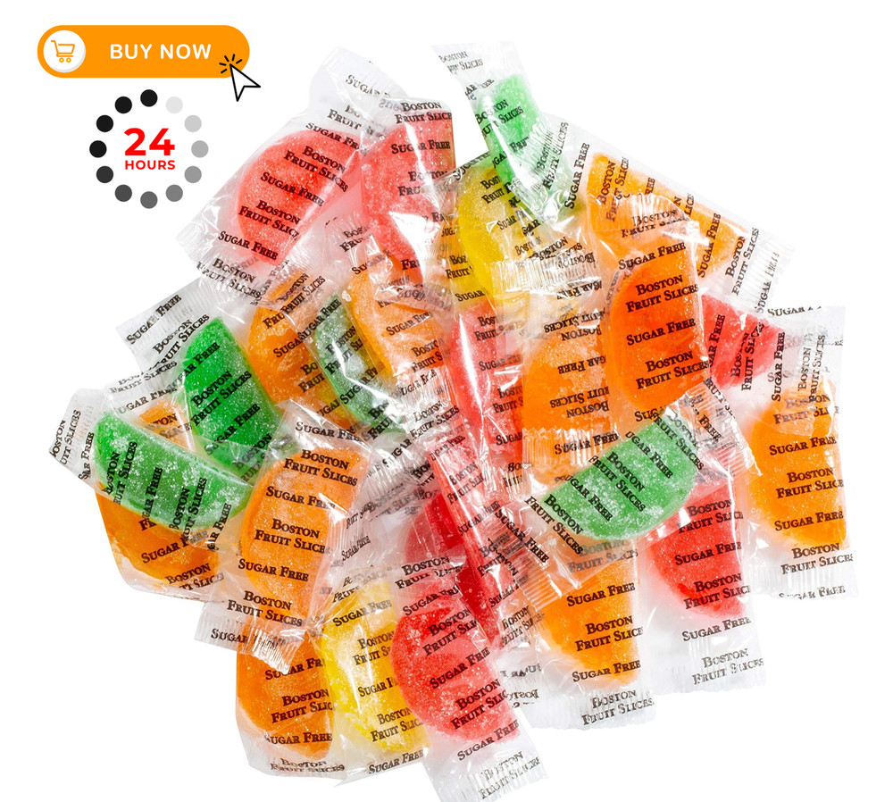 Boston Fruit Slice Individually Wrapped Sugar 2 Pound (Pack of 1), Multicolor