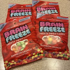 4 – Brain Freeze – Freeze Dried Candy Rainbow Crunch Fruit Flavor 2.1 oz each.