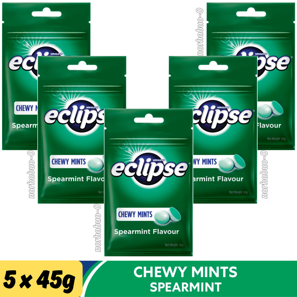 5 packs Chewy Mints Wrigley’s Eclipse Spearmint Powerful Refresh Breath New- 45g