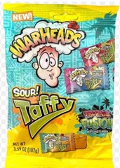 NEW! Warheads Sour Taffy Bars – TROPICAL FUSION Chewy Candy- {LOT OF 2 BAGS