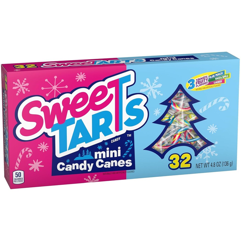 32 – SweeTarts Christmas Mini Candy Canes Punch, Apple & Cherry – Ind. Wrapped