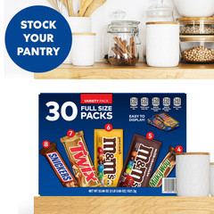 30 Full Size Candy Bars Variety Pack Snickers Twix M&Ms Milky Way Bulk Gift Box