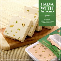 Halvah with Pistachio, 10.6oz, Turkish Halva, Tahini Halva, Pistachio Halva Cand
