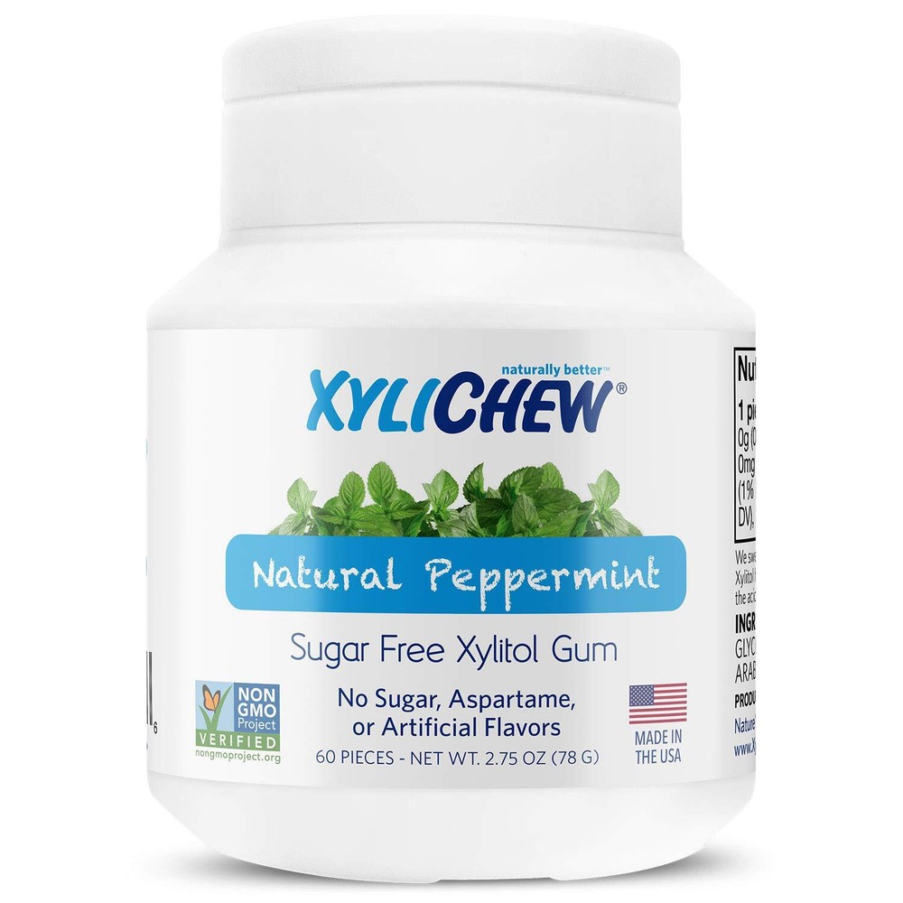 Xylichew Peppermint Gum 60 Count Sugar Free Natural Healthy Chewing Gum