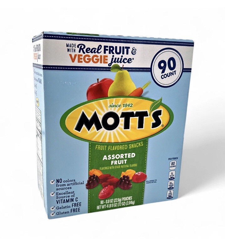 Mott’s Assorted Fruit Flavored Snacks, 0.8 oz – 90 Count