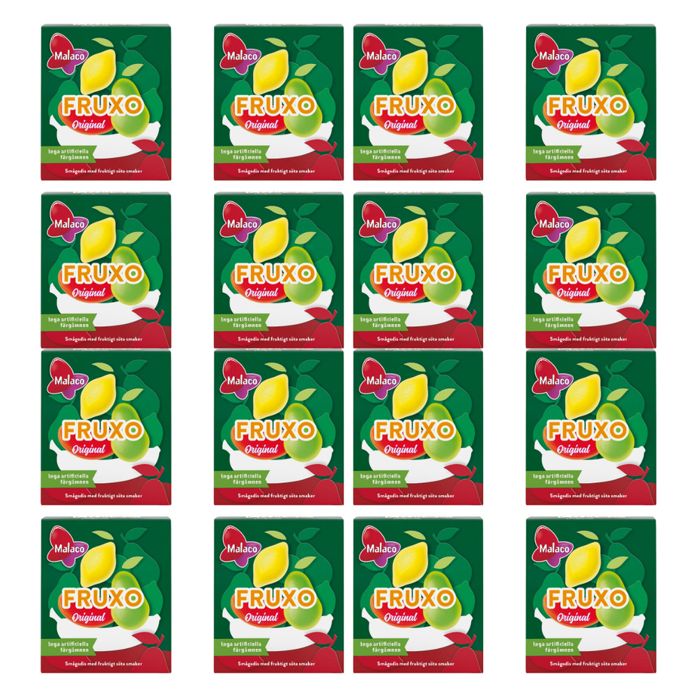 16x Malaco Fruxo 20g | Swedish Fruity Candy Tablet Box Multipack