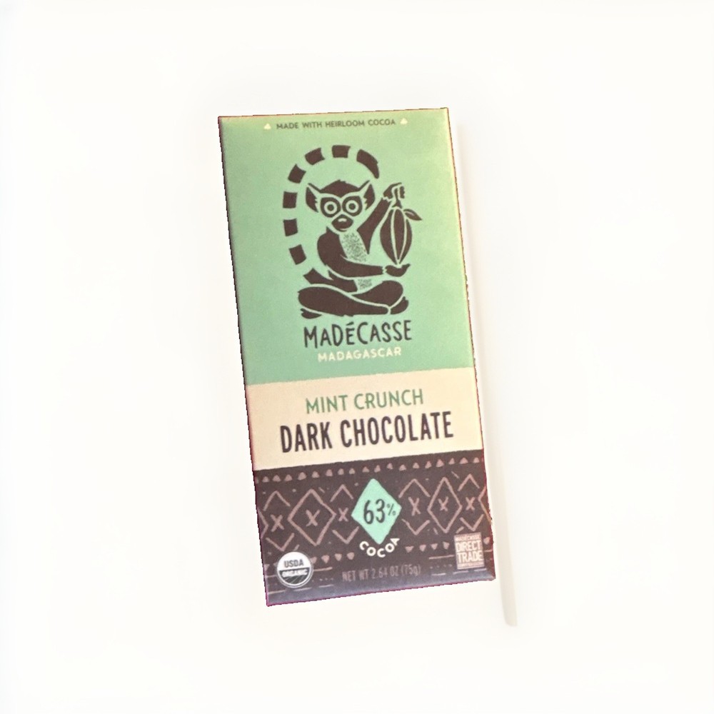 Madécasse Mint Crunch Dark Chocolate 55%-65% Cocoa USDA Organic 75g