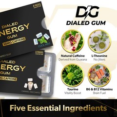 Dialed Energy Caffeine Gum 112pc | 50mg Caffeine | Sugar Free Focus Supplemen…