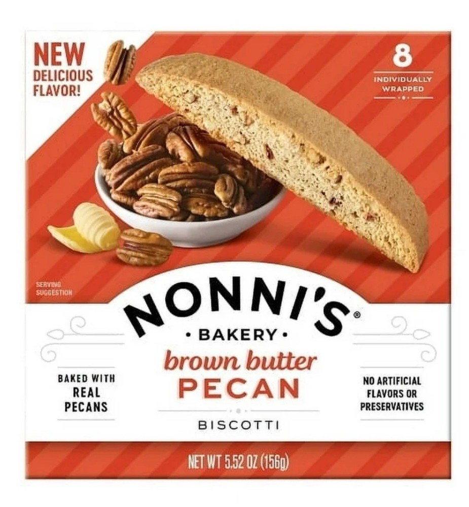 🟢 New Nonni’s Bakery BROWN BUTTER PECAN Biscotti Baked Pastry Cookies 5.52oz
