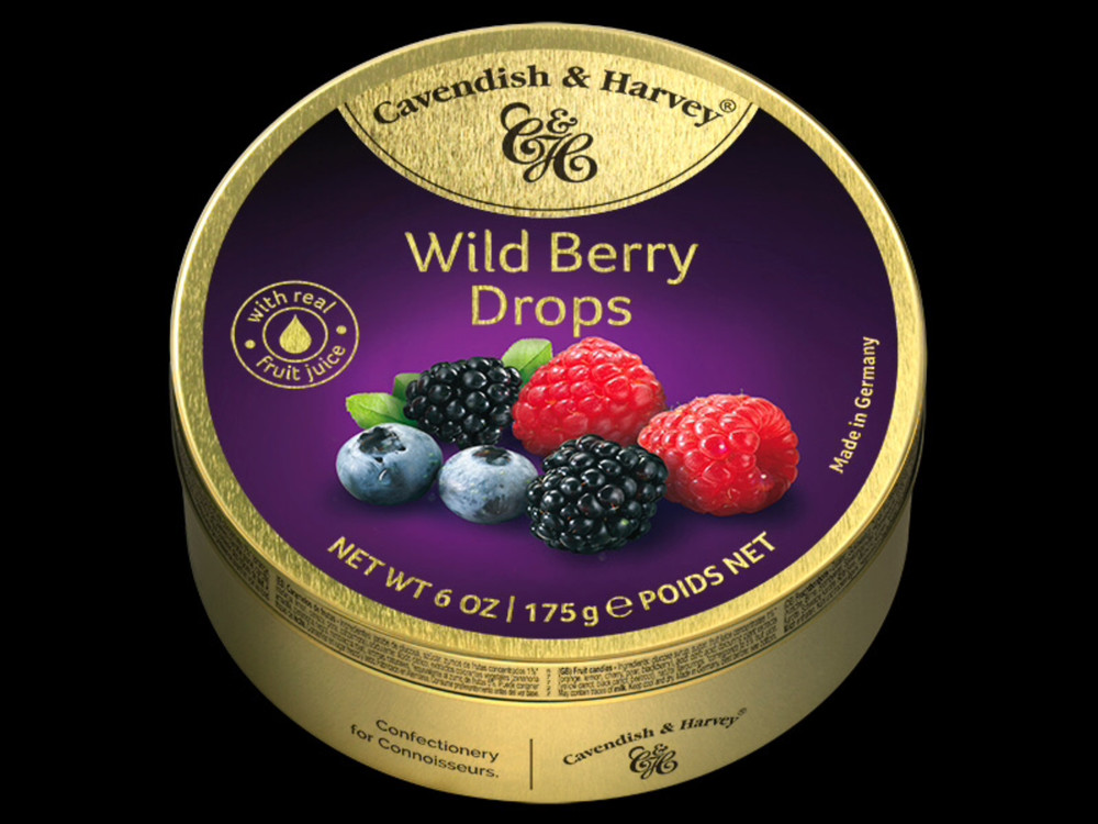 CAVENDISH & HARVEY Wild Berry Drops Hard Candy 6 oz 175 g SEALED TIN Germany