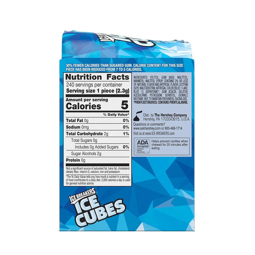 Peppermint Sugar-Free Gum Bottles, 3.24 oz x 6, Pack of 12
