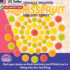 Sunkist Fruit Gems 1 Pound Bulk Bag Soft Candy Individually Wrapped Treats USA