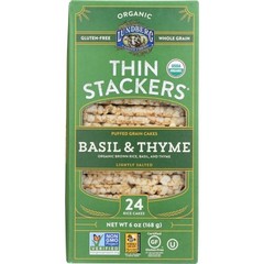 Thin Stackers Basil And Thyme Puffed Grain Cakes 6 Oz(Case Of 6) By Lundberg