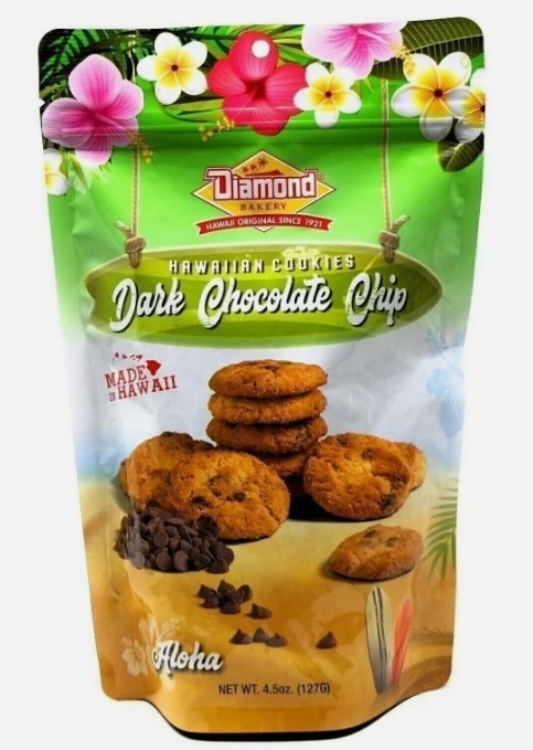 1 Bag Diamond Bakery Cookies Dark Chocolate Chip Flavor 4.5 oz Resealable Pouch