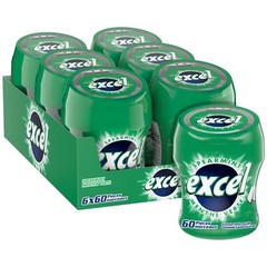 Excel Spearmint Sugar Free Chewing Gum Bottles 6 Packs 60 Pellets Per Pack Box