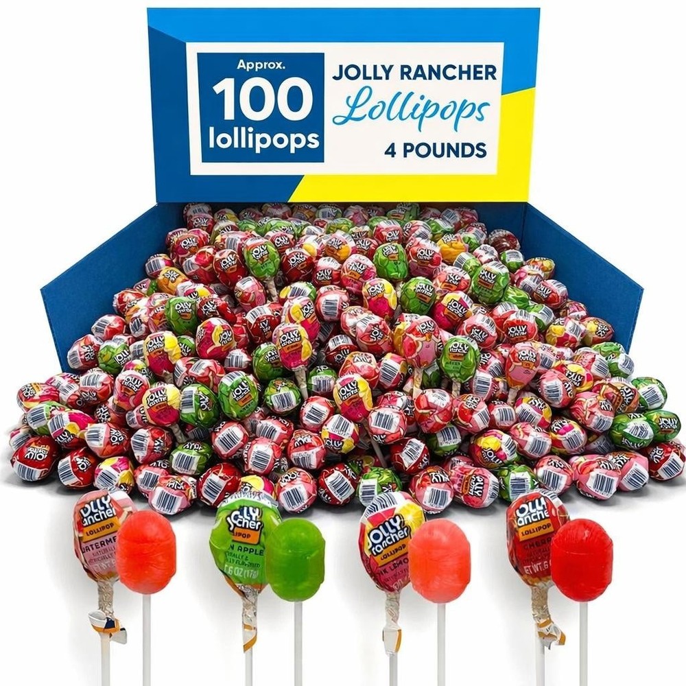 Jolly Rancher Round Lollipops, Assorted Fruit Filled Pops, Bulk Candy (4 Pounds)