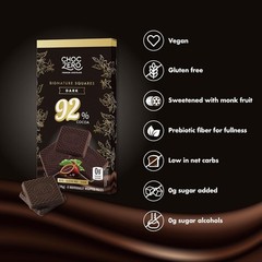 Rich 92% Cocoa Dark Chocolate – , Individually Wrapped Squares for Snacking
