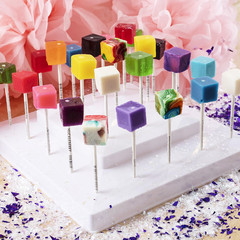 Hard Candy Cube Lollipop Suckers: Individually Wrapped Flavored Sucker Pack by