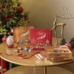 Gourmet LINDOR Truffles Gift Box: Assorted Milk, Dark, White Chocolates, 7.6 oz.