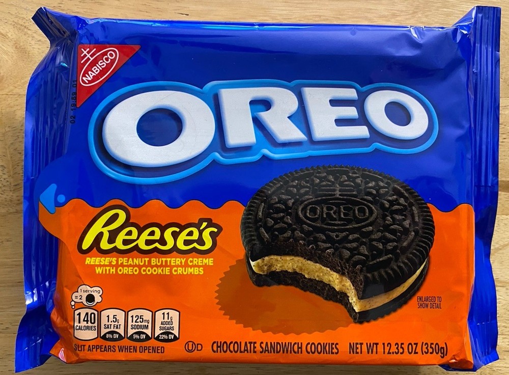 NEW OREO REESE’S PEANUT BUTTERY CREME CHOCOLATE SANDWICH COOKIES 12.35 OZ (350)g