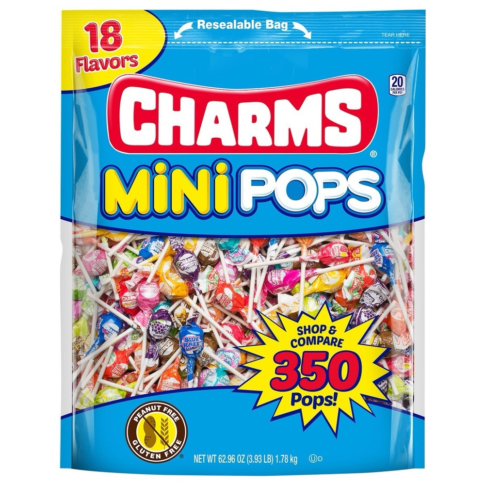 Charms Mini Pops, Lollipops, 18 Assorted Flavors 350 Count