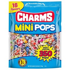 Charms Mini Pops, Lollipops, 18 Assorted Flavors 350 Count