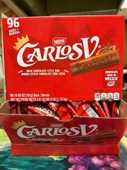 CARLOS V Mexican Milk Chocolate Style Bar, 96 Count – 0.63 OZ each BRAND NEW