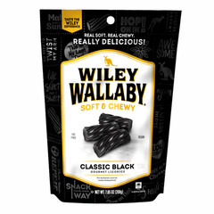 Wiley Wallaby Classic Black Liquorice Candy, 7.05 oz. Resealable Bag
