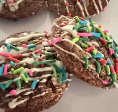 Chocolate Fudge Chewy Brownie Cookies With Drizzle Icing (18 Cookies)
