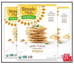 3-Pack Simple Mills Organic Seed Crackers, Original – Gluten Free, Vegan, 4.25oz